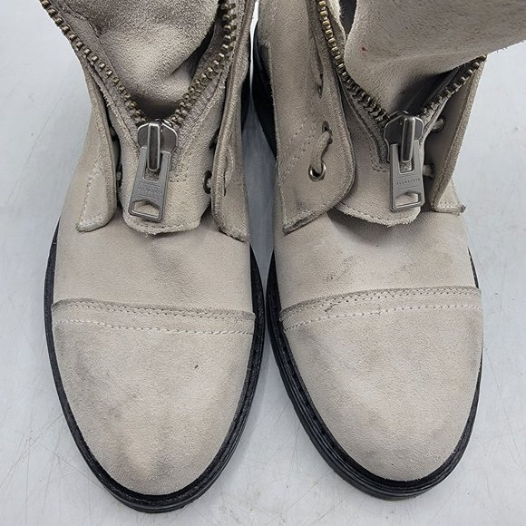 All Saints Ariel Womens 9 Gray Suede Front Zip Booties Going Out Walking Casual - Picture 13 of 14